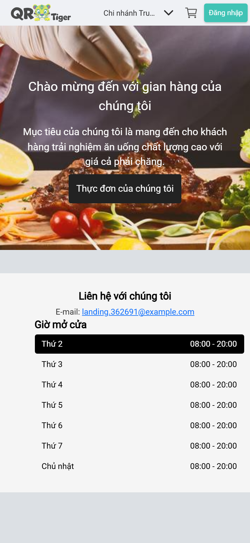 Ảnh chụp màn hình vào bàn bằng QR trong QR Tiger X